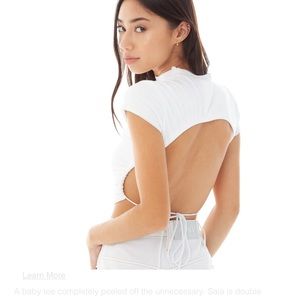 are you am i white backless tshirt